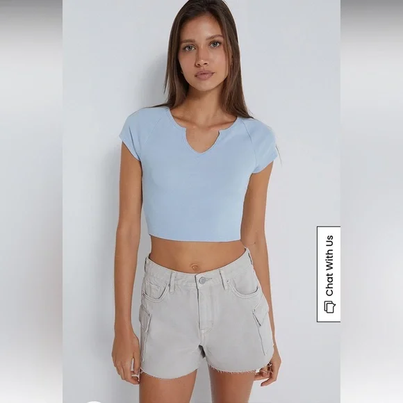 NWT Pacsun Light Gray Ultra High Rise Cargo Short 25 - Picture 10 of 11